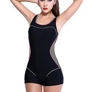 Ucoco Women’s One Piece Swimsuit Retro Racerback Athletic Boyleg Swimwear